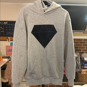 Original Deluxe Gray Hoodie with Black Diamond Design